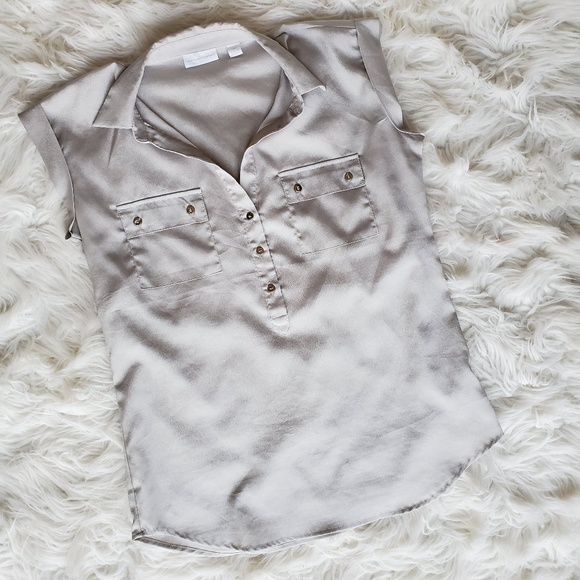 NY&C Capped Sleeve Button Front Top - Picture 3 of 3